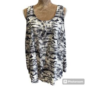 Torrid Sleeveless Top Hawaiian Print 1X